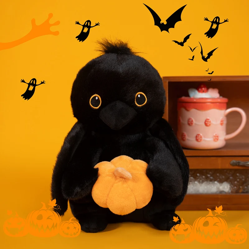 30cm Duże Oczy Czarny Kruk Dynia Lalka Pluszowa Zabawka Halloween Ciemność Straszny Zwierzak Pluszak Prezent na Urodziny Imprezę