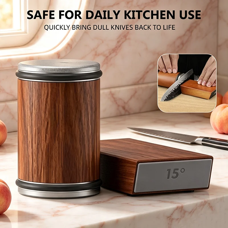 Rolling Knife Sharpener Kit Magnetic 15&20 Deg Roller Industrial Diamond Stone For Straight Edge Chef Kitchen Knives