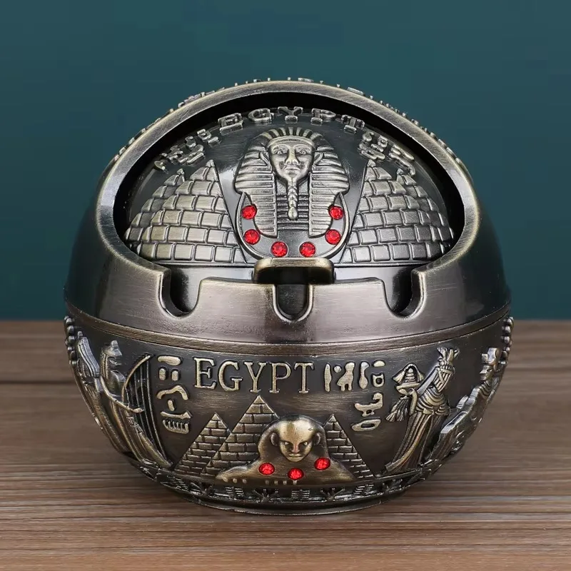 European ashtray home creative retro metal ashtray anti-fly ash cover decoration Egypt