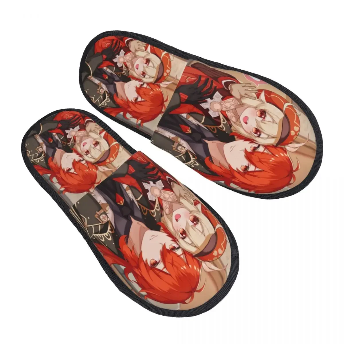 Custom Anime Genshin Impact House Slippers Women Cozy Memory Foam Manga Kawaii Slip On Bedroom Slipper Shoes