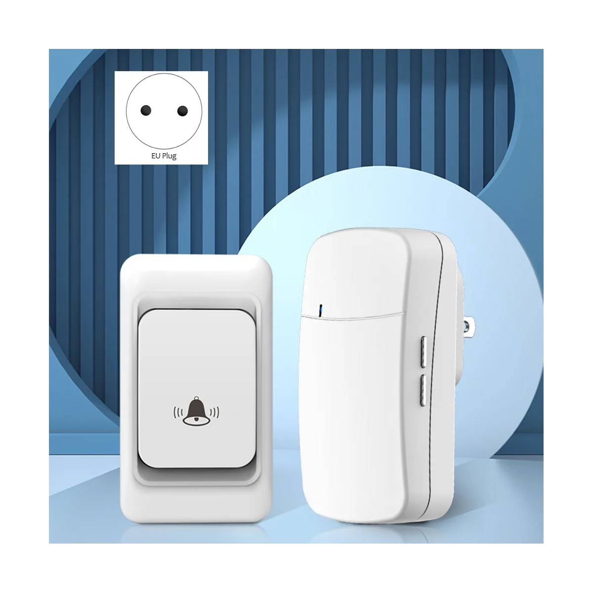 ชุดกระดิ่งประตูไร้สายกลางแจ้งยาว300เมตรรีโมทคอนโทรลโฮมเมโลดี้ปลั๊ก EU