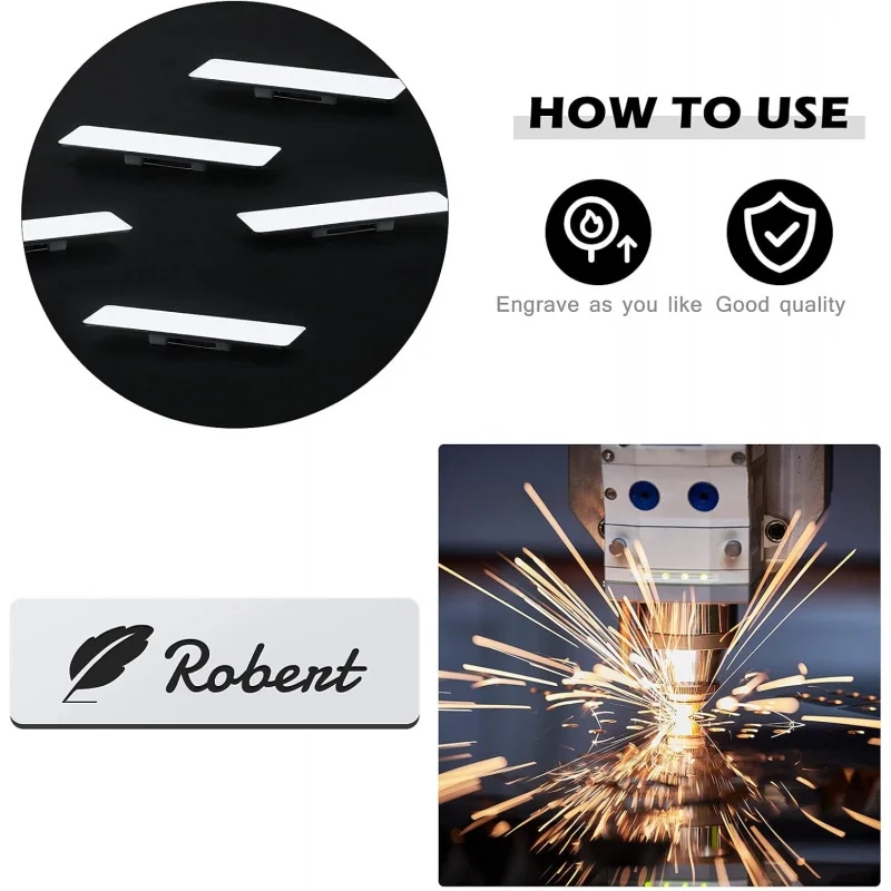 Name Tag Blank Badges 1 x 3 Inch DIY ID Badge with Pin Backing Office Workers Students, Personalized