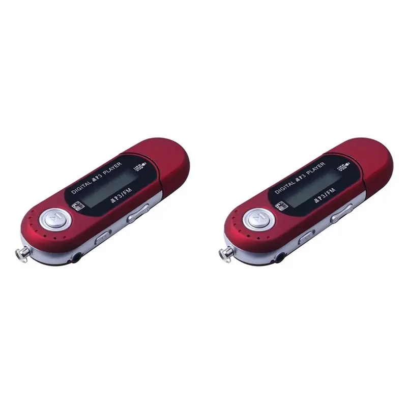 

【Обязательно к покупке】2 портативных USB MP3-плеера с цифровым ЖК-экраном, Bluetooth, FM-радио, многофункциональный музыкальный плеер, красный цвет
