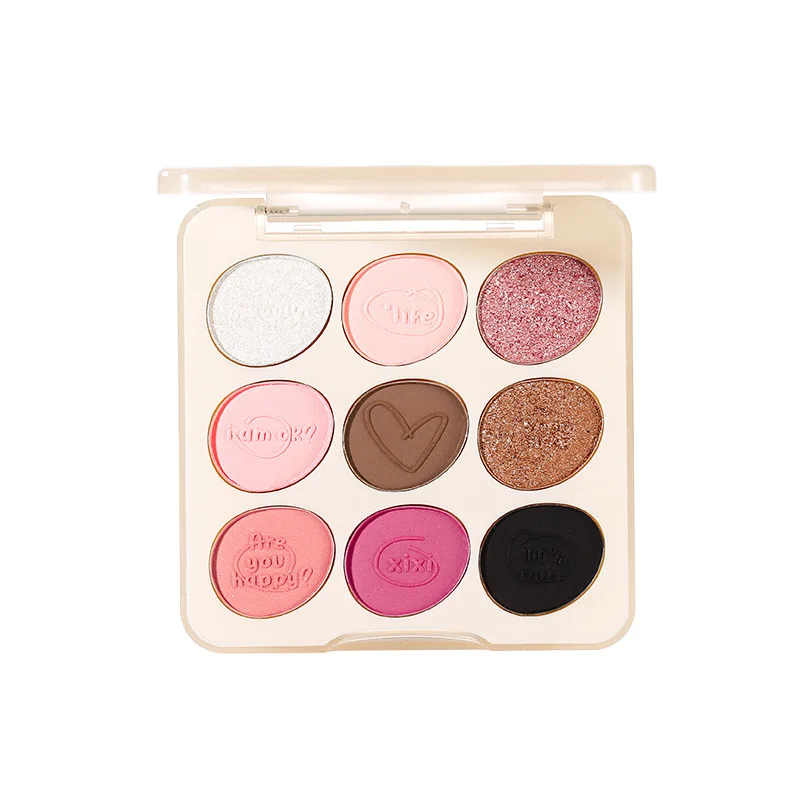 XiXi-Palette de fards à barrage à paillettes brillantes, ombre à barrage mignonne naturelle, maquillage étanche longue durée, cosmétiques de beauté rares, 256, 9 couleurs