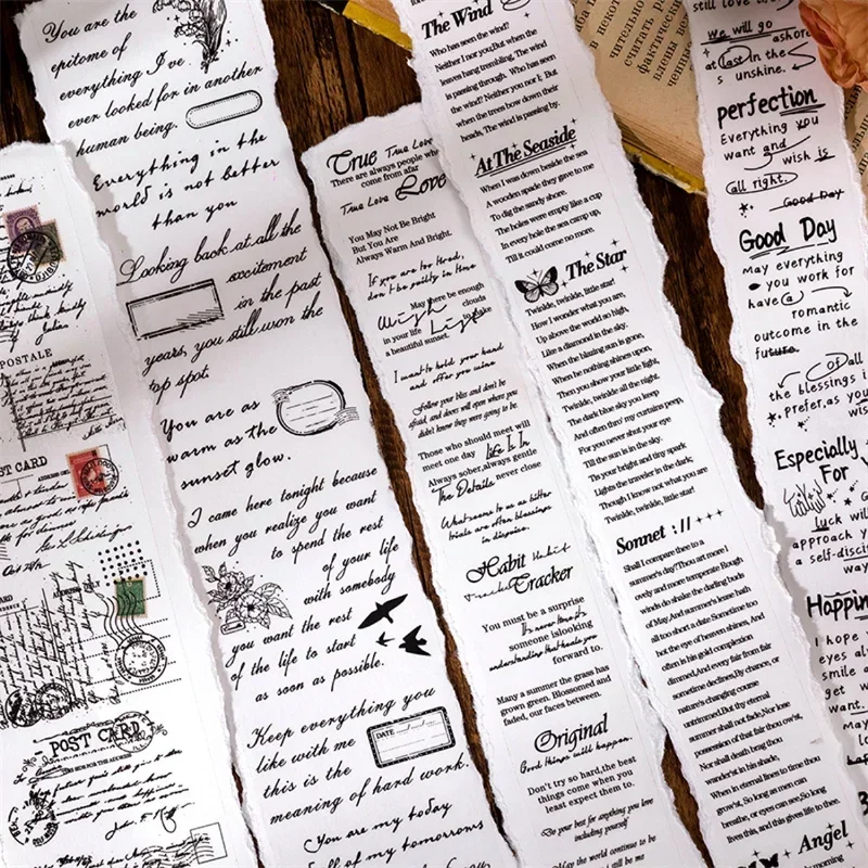 

1Roll Simple Basic Vintage English Tape Time Manuscript Series DIY Journal Base Supplies tape sticker