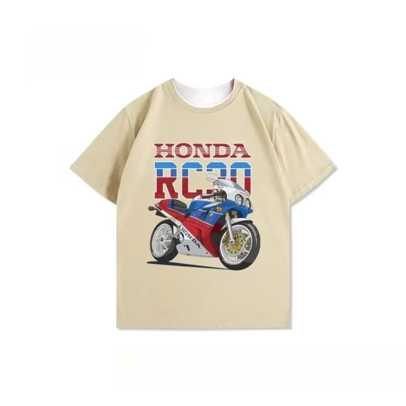 هوندا RC30 ريترو تحسين فارس المعدات 750R دراجة نارية مطبوعة مخصصة الرجال قصيرة الأكمام تي شيرت الصيف