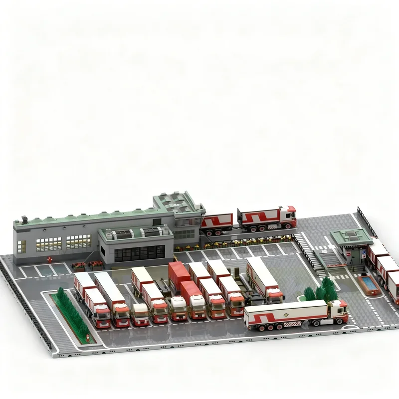 5197 قطعة MOC وحدات Streetscape مركز اللوجستية نموذج بناء لعبة كتل العمارة هدايا عيد الميلاد فكرة إبداعية التعليم