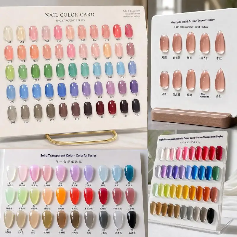120pcs Nail Polish Display Nail Color Chart Table UV/Gel/Polish Nail Capsule Gel False Tips Display Showing Shelf Flat Bottom