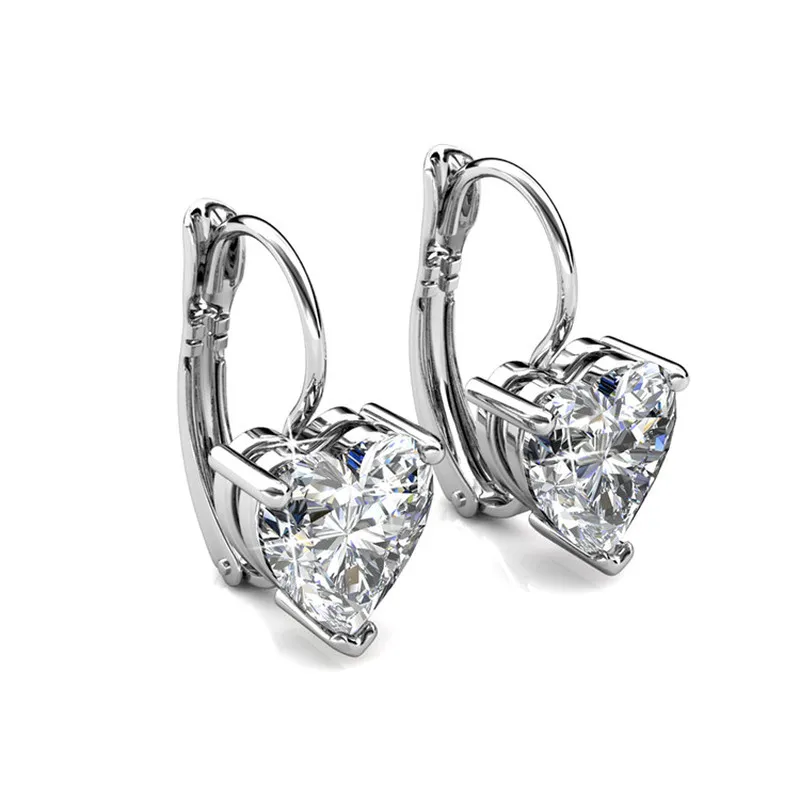 Daisini Exquisite Heart Cut Created Hoop Earring Embellished with Swarovski Crystals Women Gemstone Huggies Novel Bass Jewelry