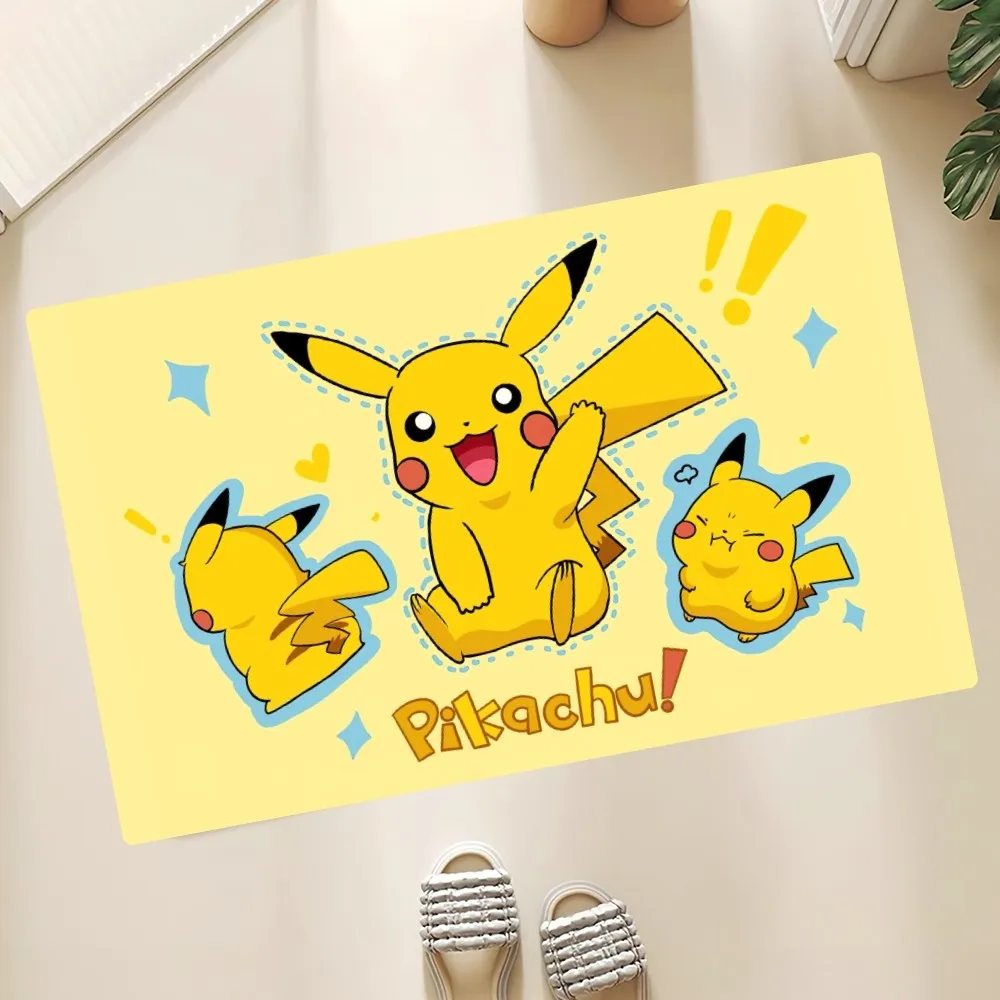 MINISO Pokémon Pikachu Floor Mat Anti-Slip Doormat Home Entrance Doormat Bedroom Bathroom Living Room Floor Mats Kitchen Rug