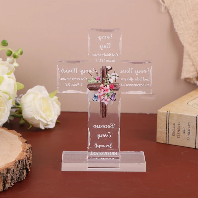 عالية الجودة الاكريليك المسيحية الدائمة الصليب هدايا ملهمة مع الكتاب المقدس الآية الصلاة هدايا الكتاب المقدس الدينية #3