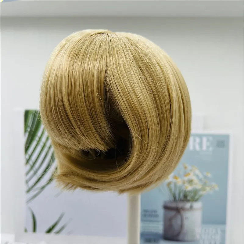 Golden and Brown Color BOB Hair Wig For 45-55cm Reborn Doll High Quality Reborn Baby Dolls Sticked Hair Wig DIY Doll Accessories