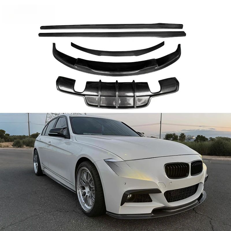 High Quality M Sport Carbon Fiber Front Lip Rear Diffuser Side Skirt and Spoiler Kit for Sports Sedan Off-Road