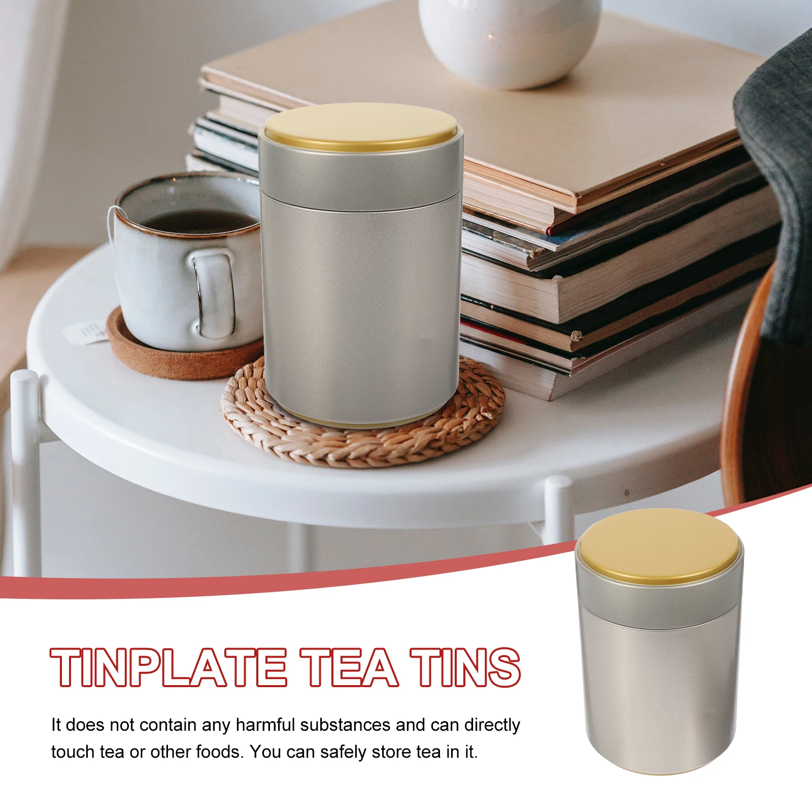 

Retro Tea Jar Gift Box Airtight Lid Storage Canister for Loose Leaf Tea Coffee Beans Tinplate Container Household