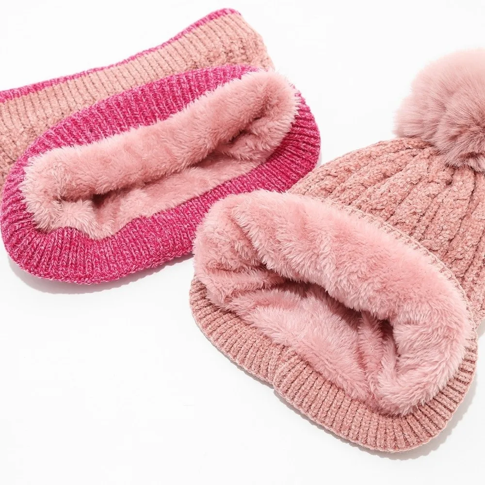 Warm Thicken Knitted Hat Set Knitted Toddler Winter Hat Three Piece Set Windproof Thickened Knitted Hat For Toddlers
