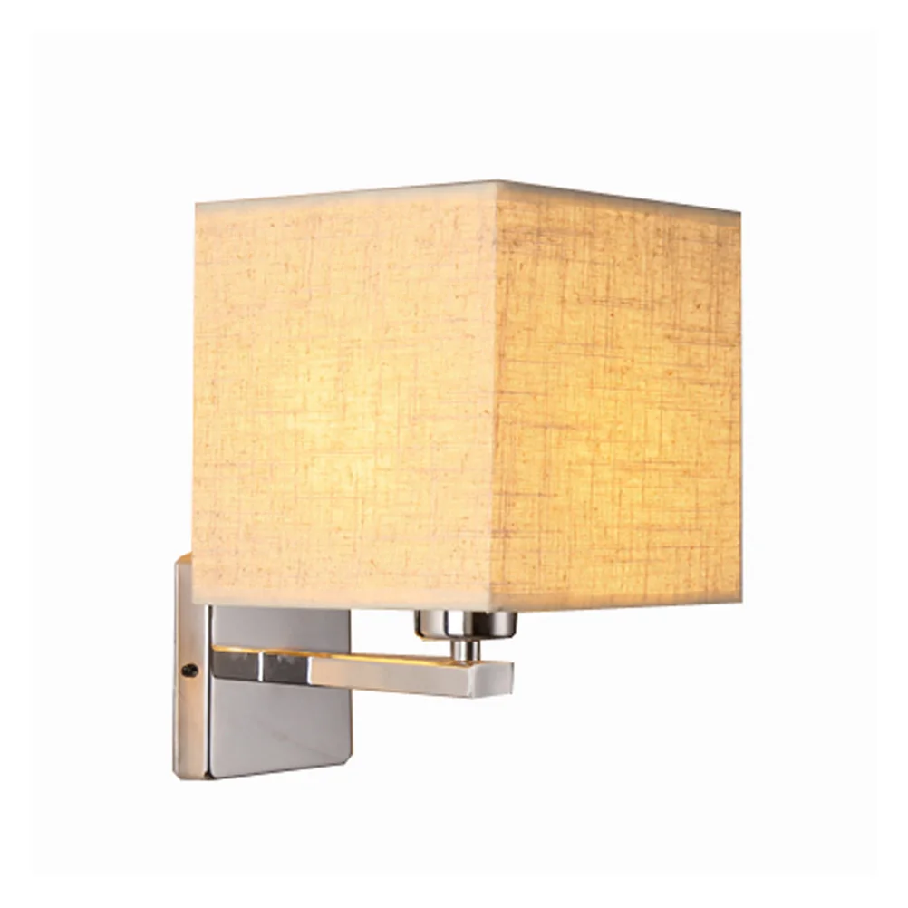

Modern Minimalist Hotel Bedside Wall Lamp Metal Wall Lighting E14 40W LED Light Source Hemp Lampshade Feng Shui Bedroom Dorm