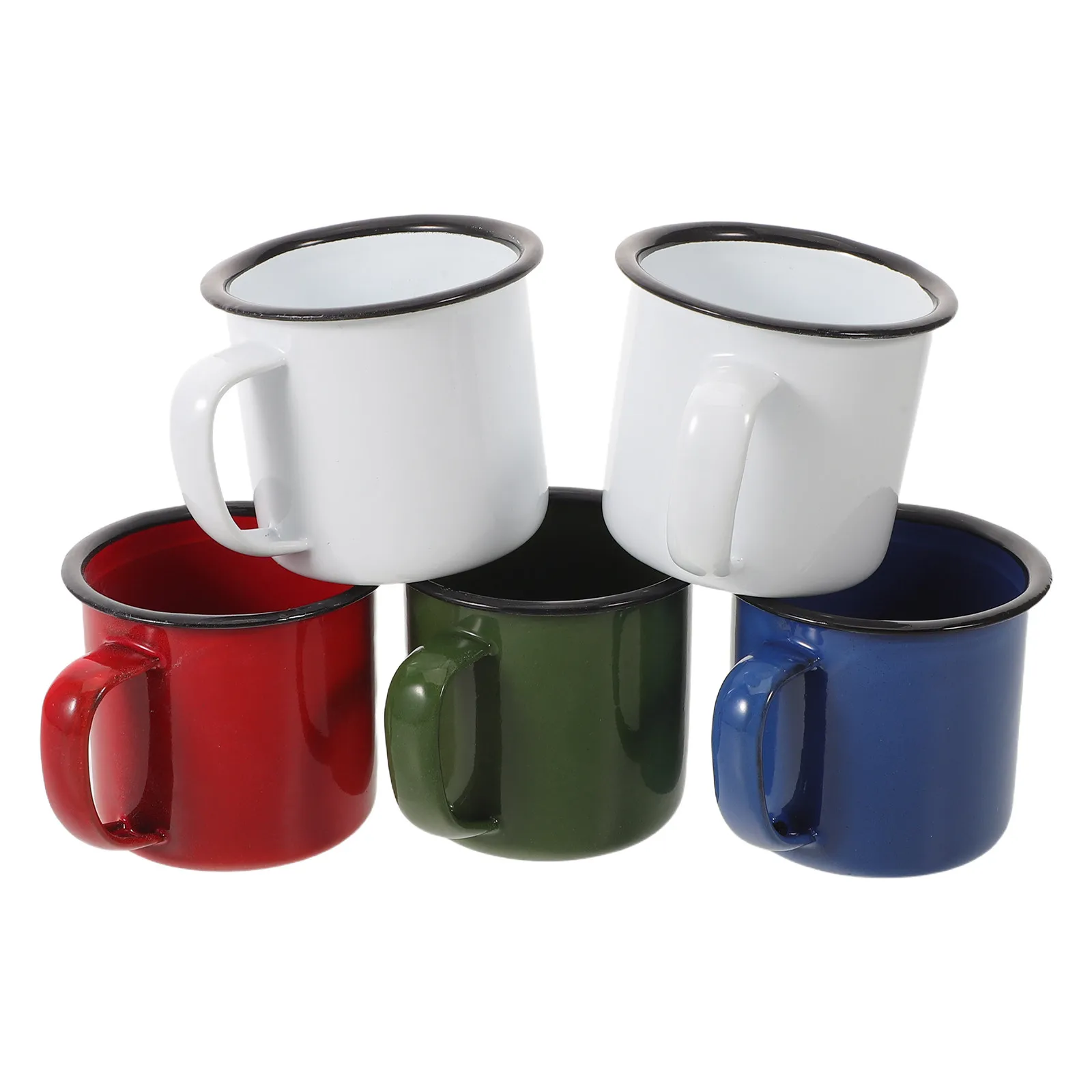 

5Pcs Vintage Enamel Camping Mugs Retro Thickened Coffee Metal Cups Portable Home Outdoor Tea Drinking Cups for Hiking Picnic
