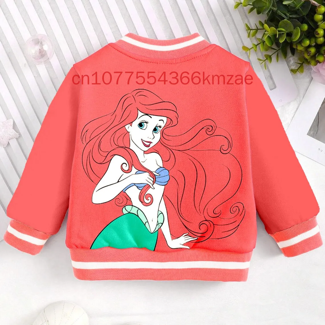 New Disney princess Ariel  Kids and Youth Baseball Jacket 3D Print Spring and Autumn Cartoon Streetwear Harajuku Jacket Coat