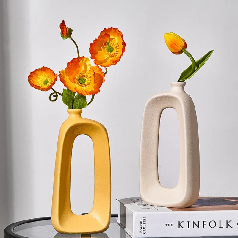 

Painted Ceramic Openwork Vase Living Room Dining Table Dry Flower Arrangement Flower Container Hydroponic Vase Home Decoration
