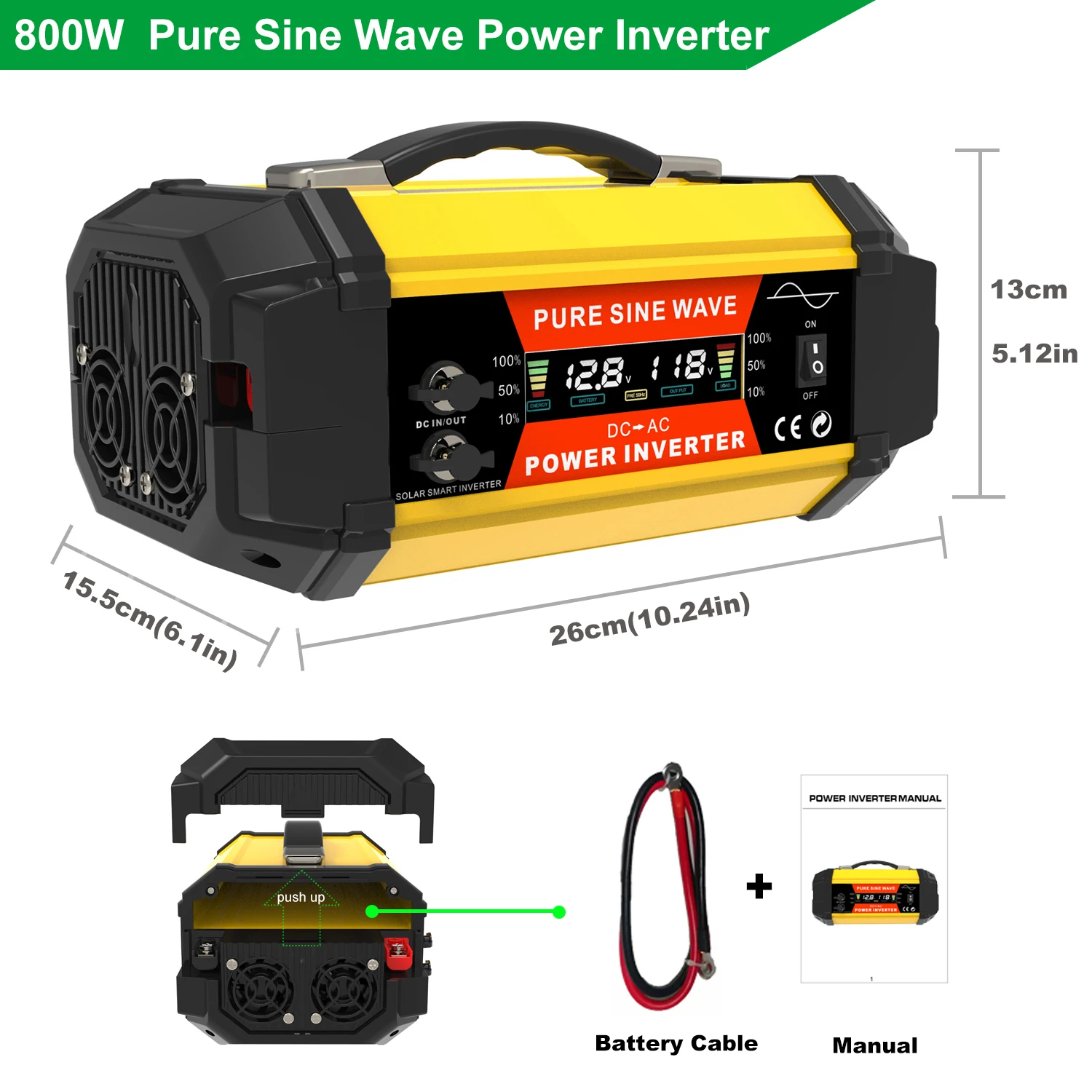 Pure Sine Wave Power Inverter 800W/1600W 12V 220V/100V Home/Outdoor/RV Transformer Modified SineWave Inverter USB Auto Inverters