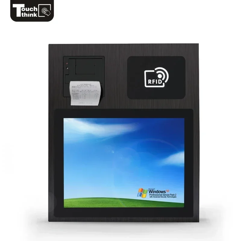 Silver/Black 10.4 12 inch medical touch industrial fanless touchscreen all in one panel PC with RFID
