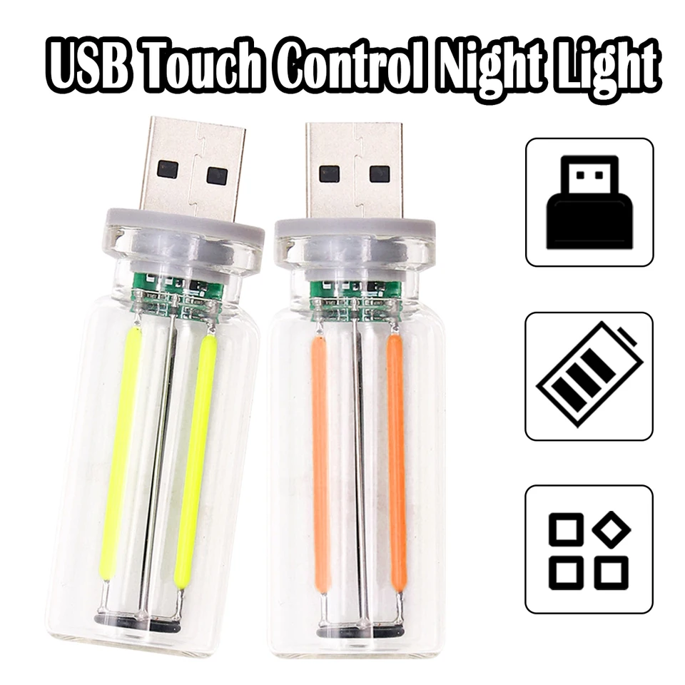 Retro Usb Led Filament Night Light Dimming 5v Lamp Decorative Warm Touch Lighting Incandescent Camping Mini Purple Bulb Treasure