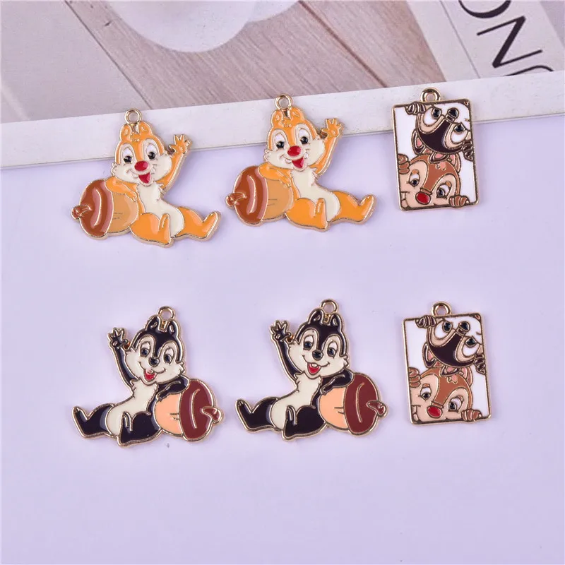 10pcs Mix Style Cartoon Squirrel Metal Charms for DIY Earring Jewelry Making
