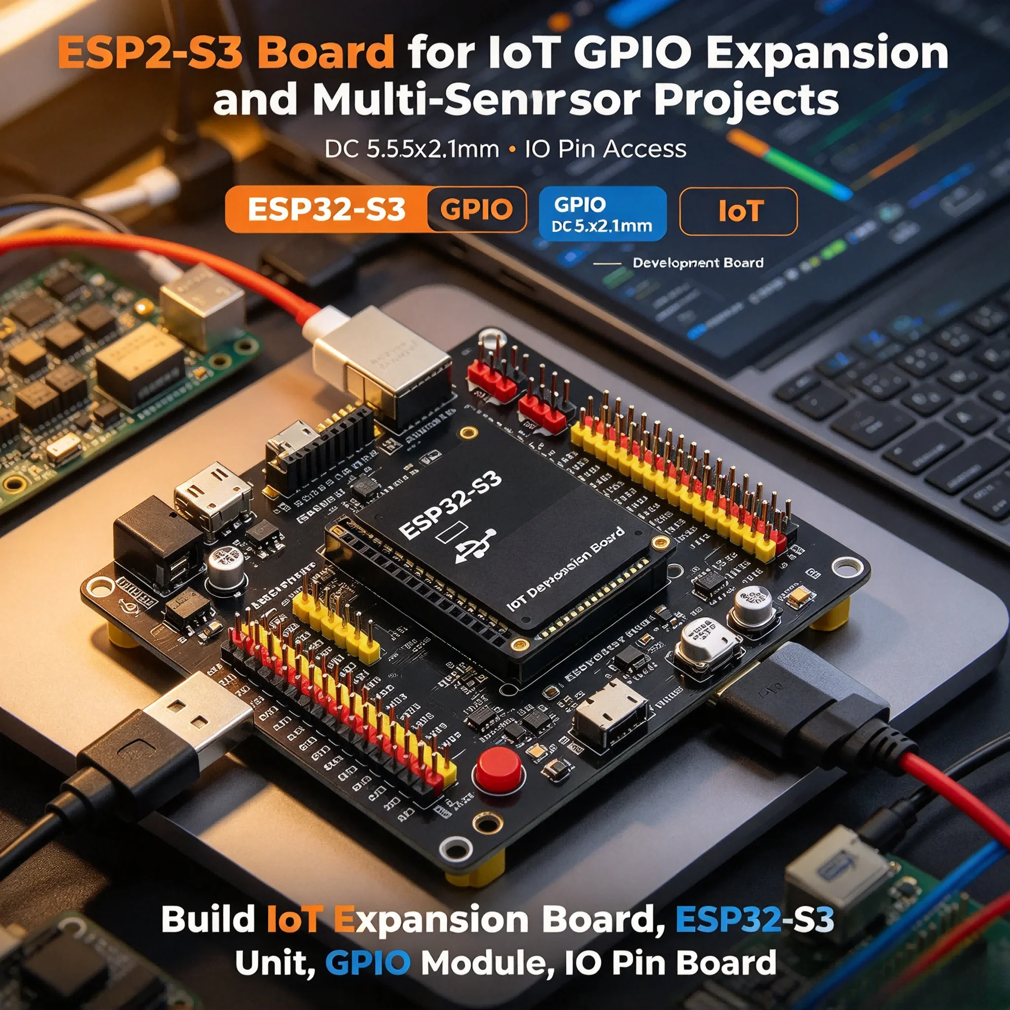 10Pcs ESP32-S3 GPIO Expansion Board IoT Development Board DC 5.5x2.1mm IO Pin DC Power Supply