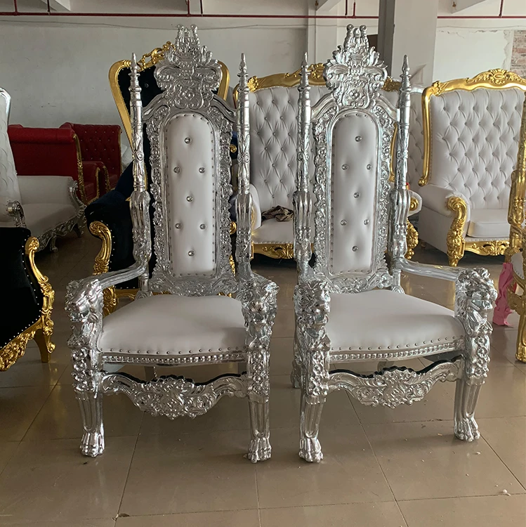 &Vintage Style Hotel Wedding/Furniture With Good Quality King Throne Red/Black/White Royal Chair With Gold/Silver Frame view 4