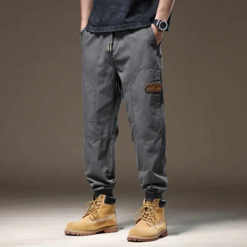 

2024 New American Retro Workwear Casual Pants Men's Summer Street Trend Ankle-Tied Sports Ninth Pants