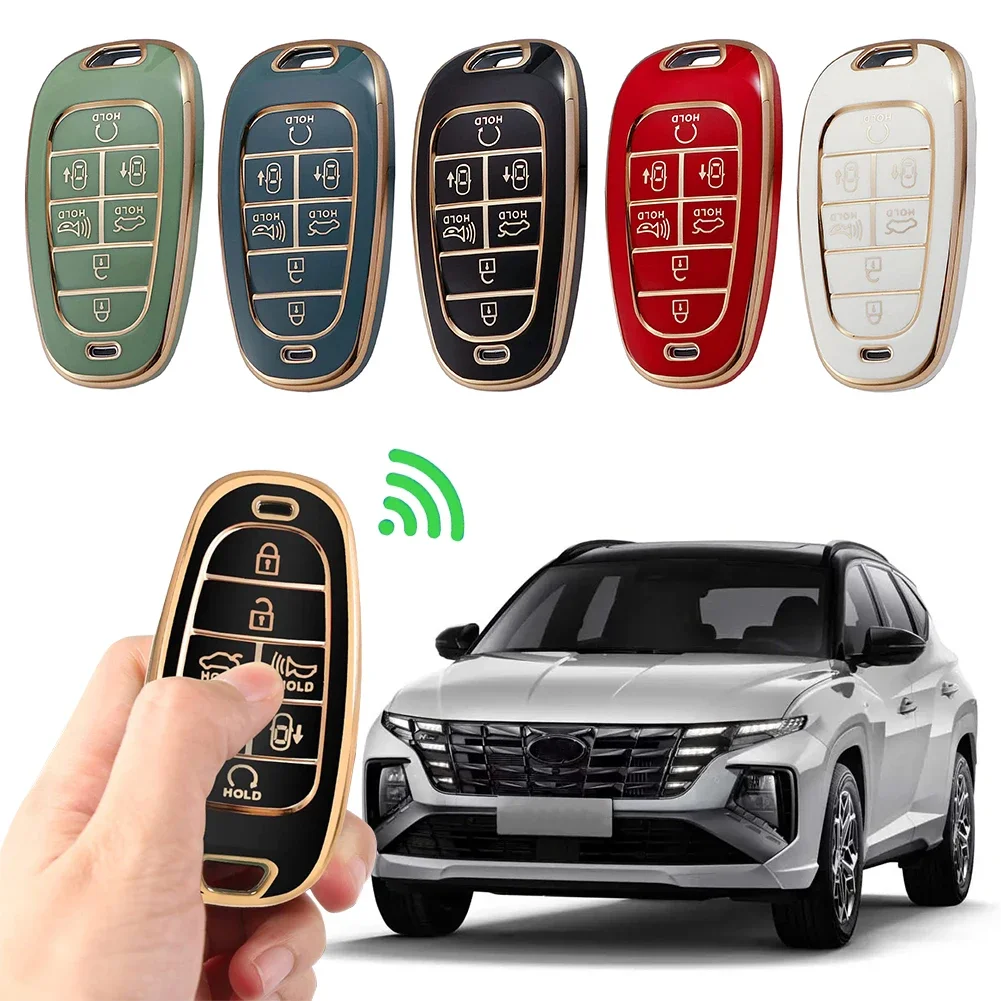 Tpu caso chave remota do carro capa escudo para hyundai tucson santa fe 2022 nexo nx4 atos prime solaris 2021 5 botão 7 botão