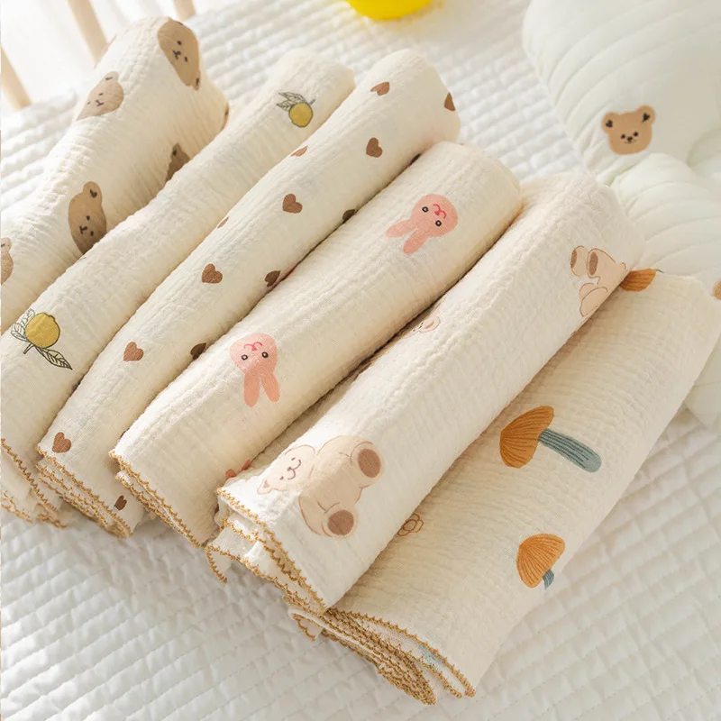 Organic Baby Blankets Muslin Swaddle For Newborn Fringe Double Layer Cotton Summer Blanket Bed Comforter Infant Baby Stuff