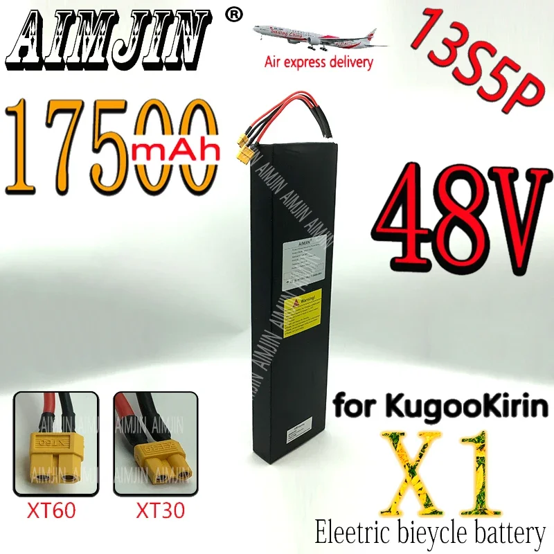 100% New 48V 17.5Ah 13S5P Li-ion Battery For Kugoo X1/X1 Plus Electric Scooter Replace Battery 840Wh with BMS XT60+XT30 Plug