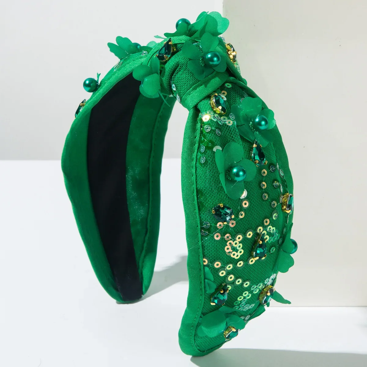 Valentine\'s Day Carnival Irish Festival Easter New Fabric Pearl Rhinestone Sequins Flower Headband