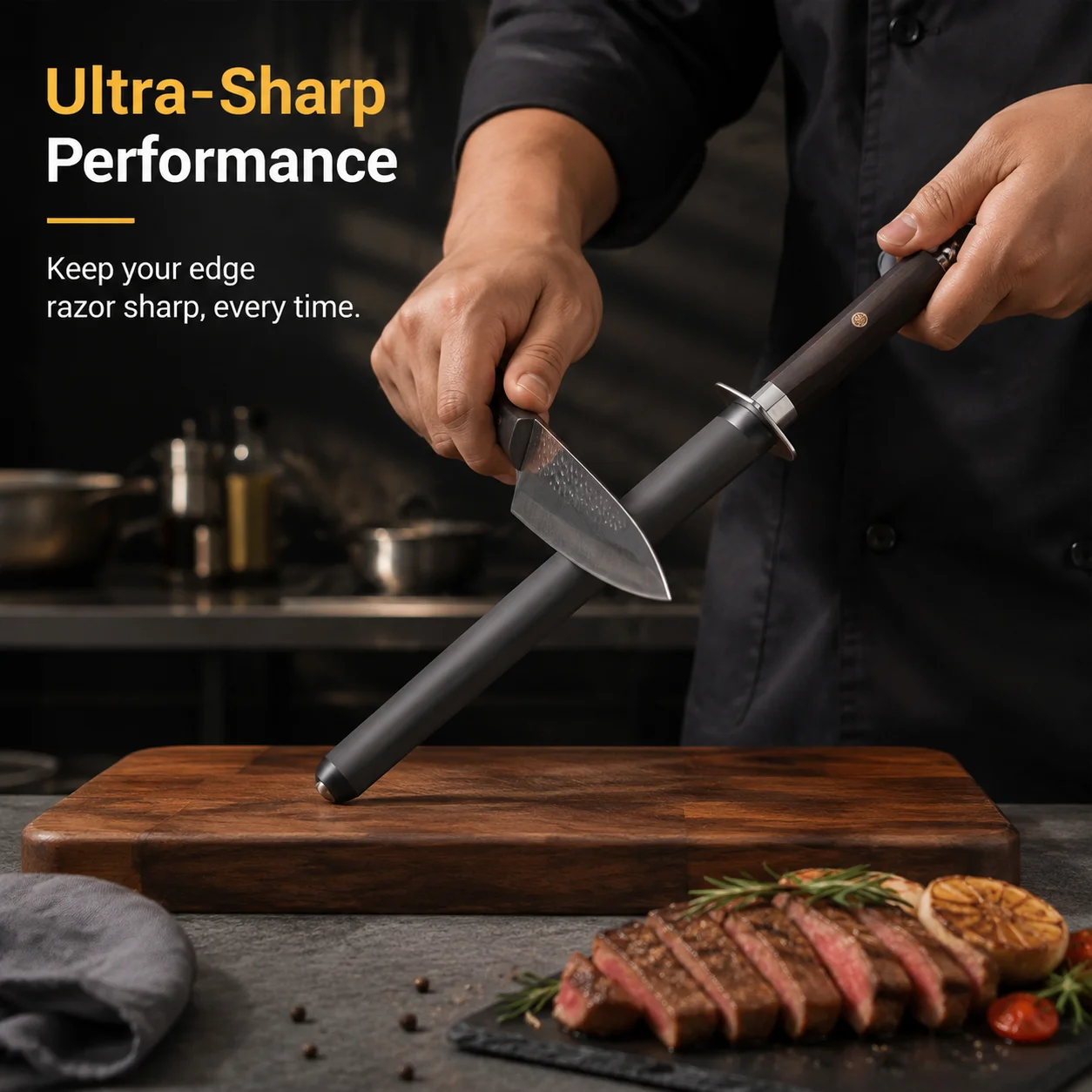 Professional Tungsten Knife Sharpening Steel Honing Rod for Chef Kitchen Knives Durable Long Lasting Blade Sharpener Tool