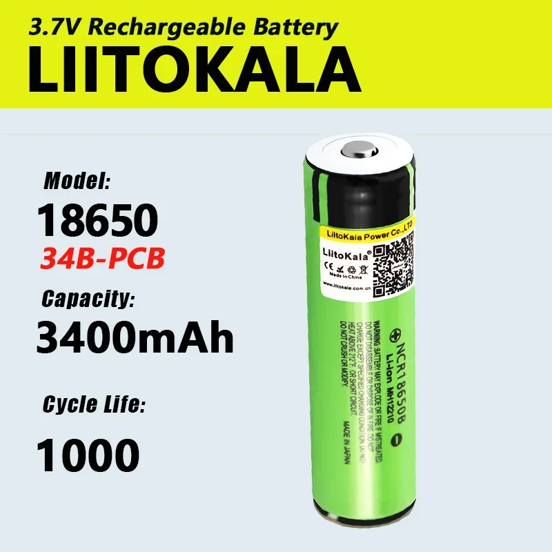1-40 Uds LiitoKala 34B-PCB 3,7 V 18650 3400mah NCR18650B batería recargable de litio para baterías de linterna