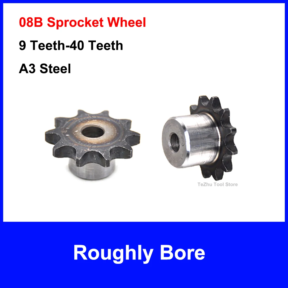 

1pc 9T-40T 08B Industrial Drive Sprocket Wheel A3 Steel Chain Gear 9 Teeth-40 Teeth Roughly Bore Transmission Parts