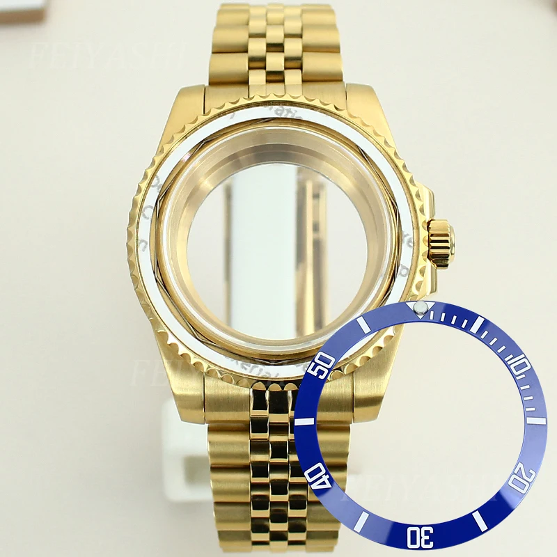 

Gold 40mm Nh35 Watch Case Sapphire Crystal Glass For Seiko Nh34 Nh35a Nh36 Nh38 Miyota 8215 Eta 2824 Movement 28.5mm Dial Parts