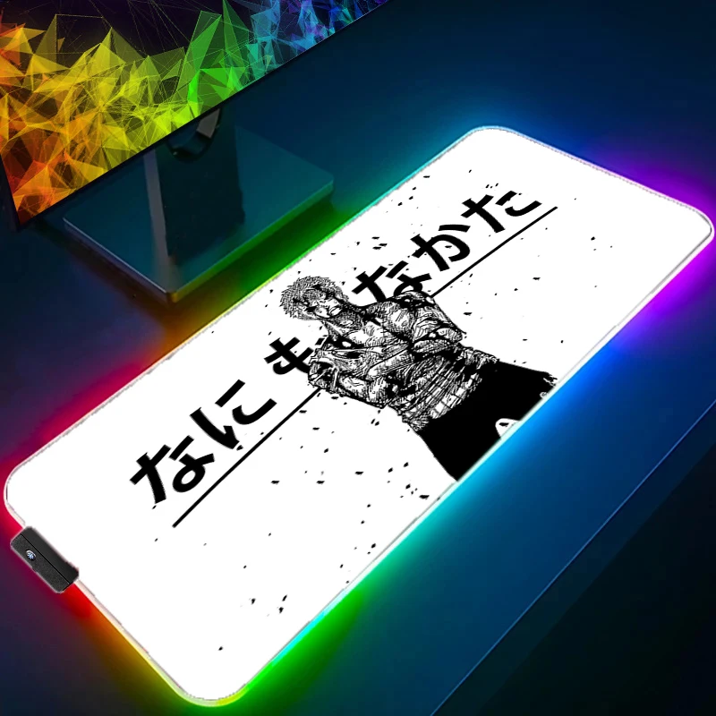 

RGB LED Mouse Pad Office Desk Mat Rubber Keyboard Pad Computer Game Mousepad PC Accessories Mouse Mat One Piece Zoro Tablet Pad