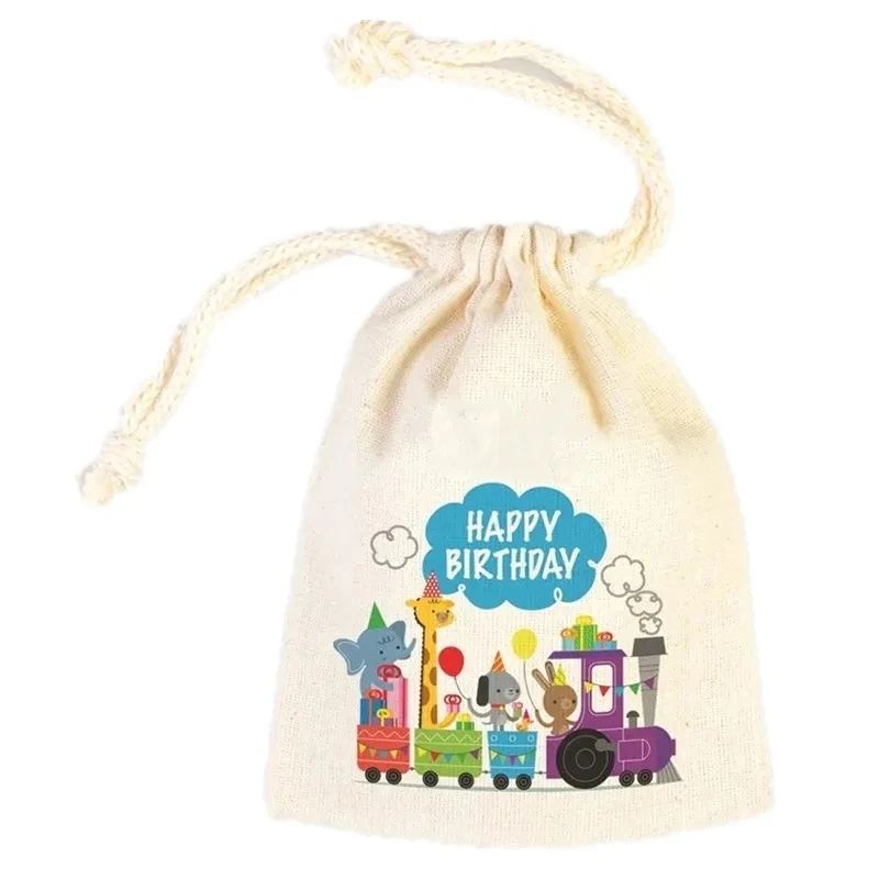 Sacs cadeaux de bonbons au chocolat personnalisés, décoration de fête d'anniversaire, thème du zoo, train d'animaux, fille, garçon, joyeux 1er, 2e, merveilleuse, 4e, inspectés anniversaire, 25 pièces