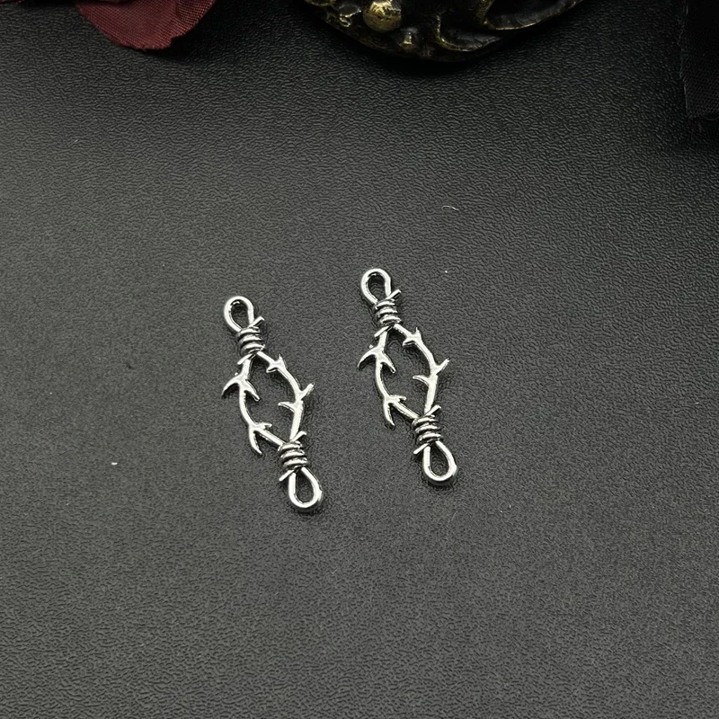 30pcs 26.5x11mm 3D Thorns Metal Connectors Charms Gothic Necklace Bracelet DIY Thorns Charms Jewelry Handicraft Making