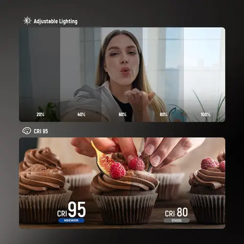 Imagen 2 del producto NEEWER Basics Luz magnética para selfies compatible con iPhone MagSafe, iluminación de relleno LED pequeña giratoria bicolor de 2W CRI95+ para teléfono