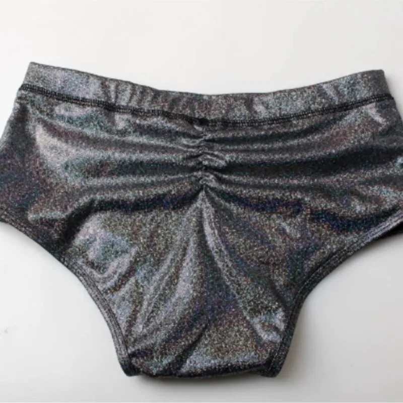Men Standard Classic Bodybuilding Competition Pants Glossy Shiny Surface 15cm Wide Side Fitness Stage Contest Trunks Shorts