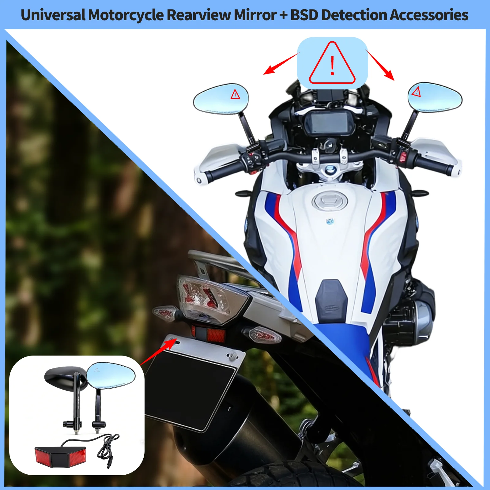 For Benelli TRK502X 522X Motorcycle Lane Change Alarm BSD System77GHz Radar Blind Spot Detection Anti-glare Rearview