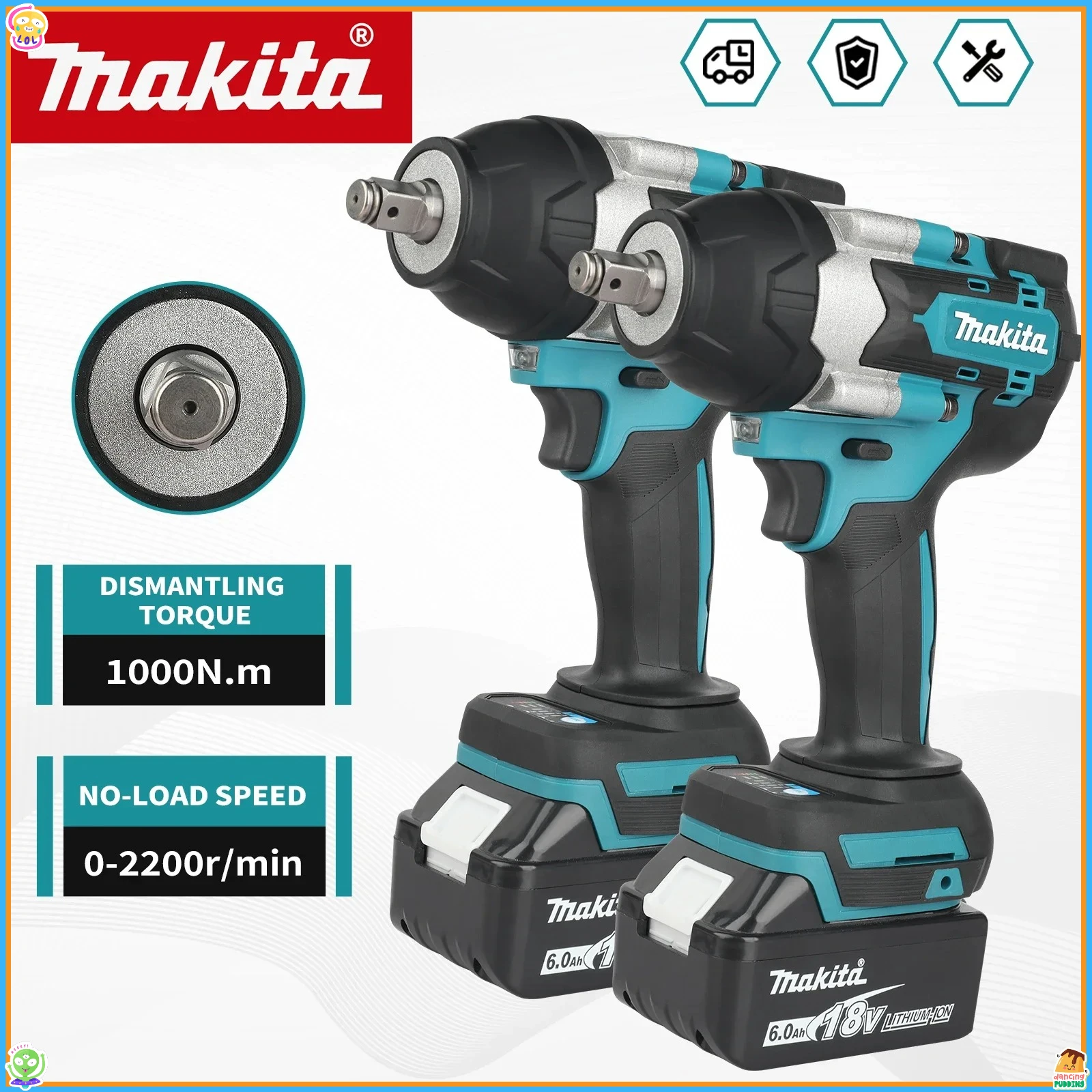 

Makita Brushless Electric Wrench DTW700 Cordless Drill Screwdriver Free Delivery Large Torque Power ToolTorque Wrench For18V/20V