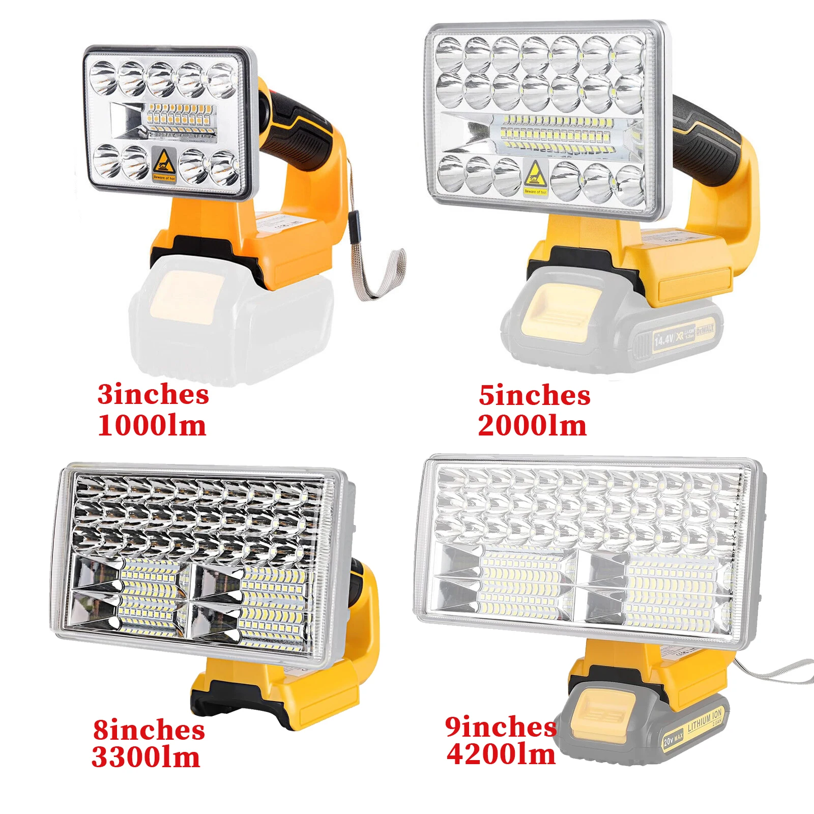 Luz de Trabalho Led para Dewalt 18v Li-ion Bateria Lanterna Portátil Brilhante Outdoor Jobsite Camping Luz Spotlight 9