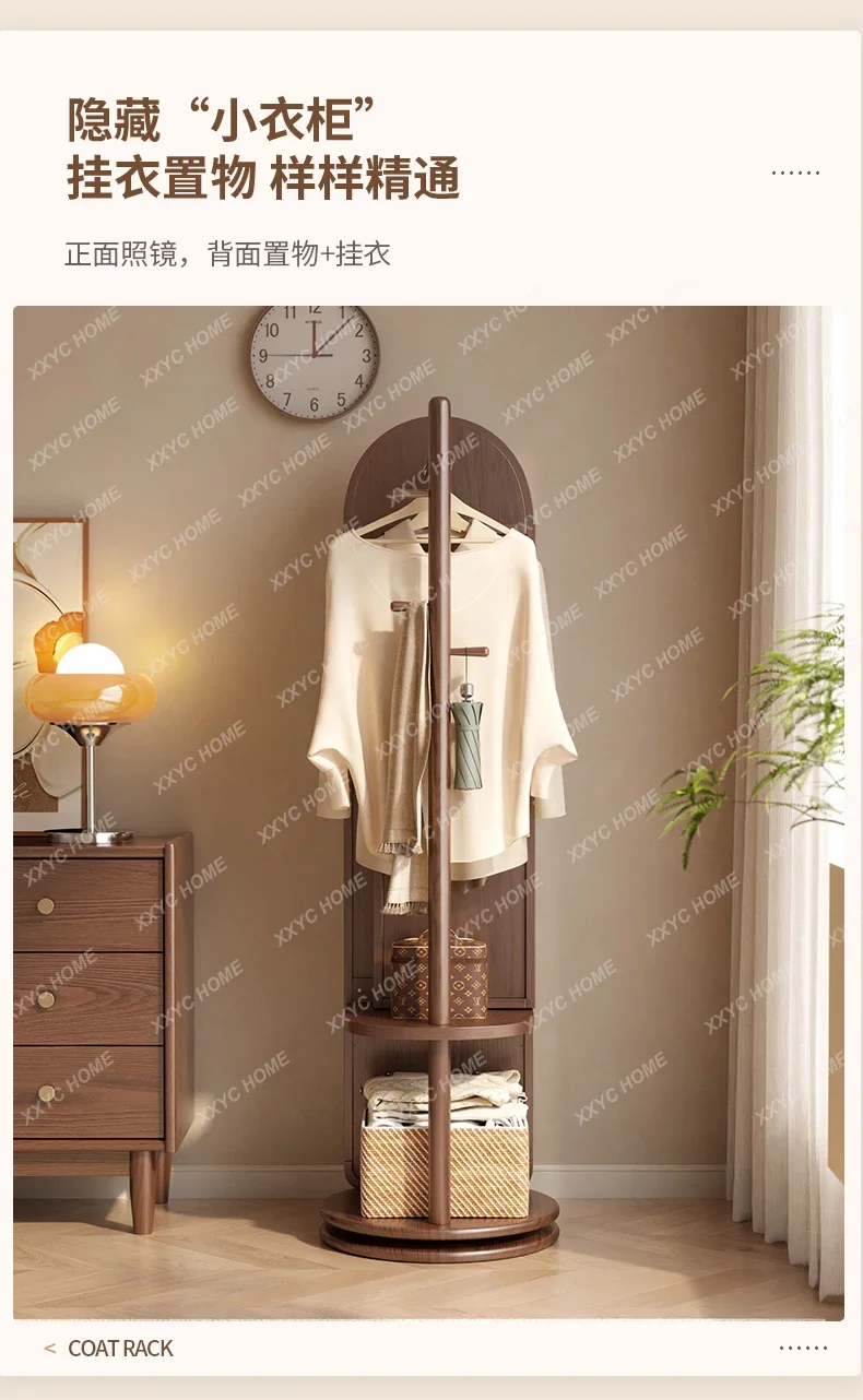 MM Solid wood full body mirror floor-to-ceiling household rotating dressing makeup hanger