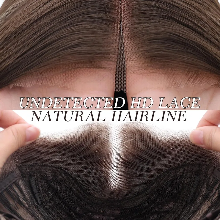 WECAN براون مختلط شقراء غلويليس شعر مستعار الاصطناعية الدانتيل الجبهة الباروكات 13x4 قبل قطعها قبل قطع شقراء تسليط الضوء على شعر مستعار متموج للطبيعة