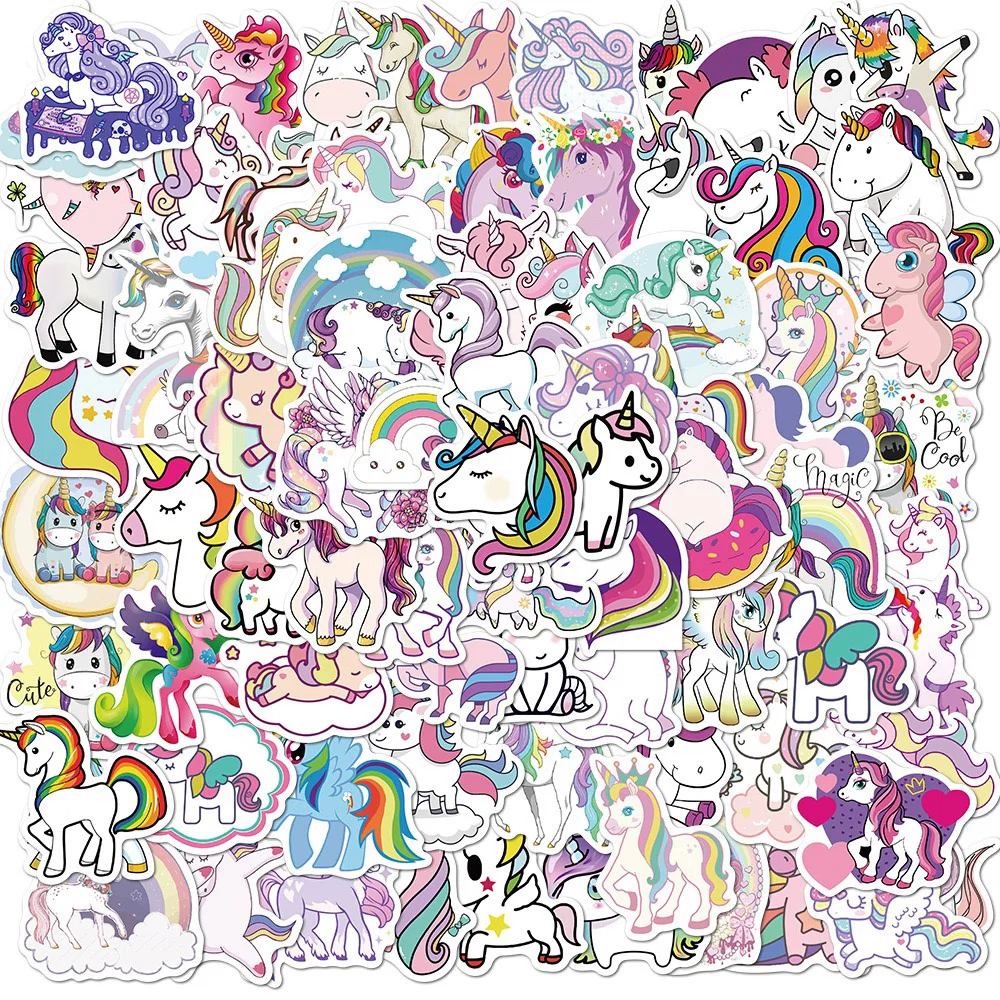 10/30/50/100 adet sevimli hayvanlar pembe Unicorn karikatür Sticker DIY günlüğü telefon dizüstü bagaj kaykay Graffiti çıkartmaları çocuk için