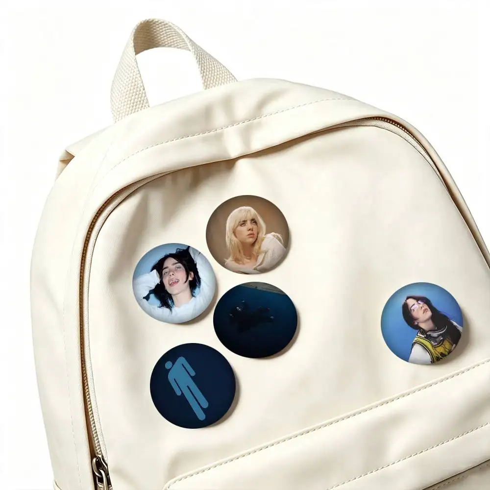 B-Billie Eilish Pop Singer 25 32 44 58 75mm Badges Personalized Round Brooches Pins Accessory Gift
